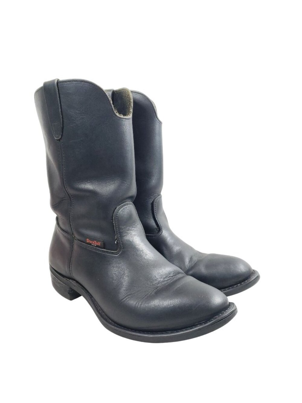 DuraTuff Mens 9.5 EE Black Leather Pull-On Work Boots USA-Made